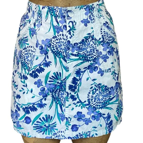 St. John's Bay Floral Skort White Blue, Waist 34-1/2 #276M - Picture 2 of 11